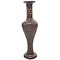 Antique Decorative Brown Hand Curved Mango Wood Floor Flower Vase with Unique Textured Pattern, 30 Inch